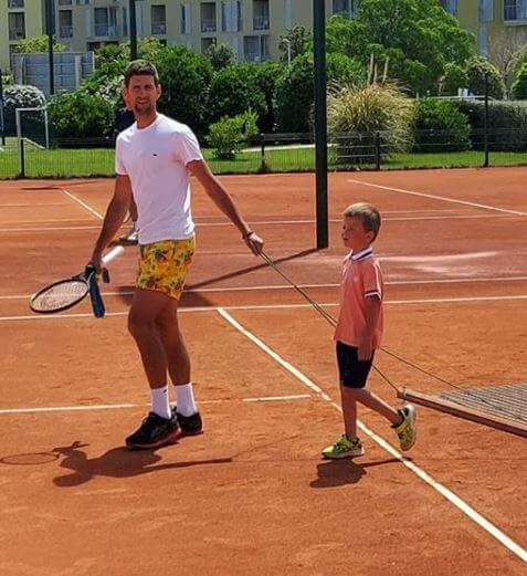 Stefan Djokovic with his father, Novak Djokovic.